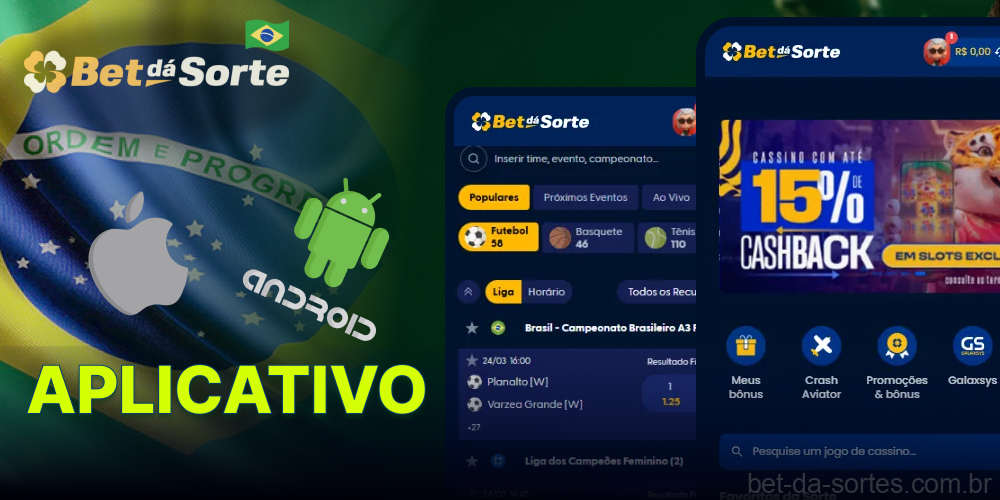 App móvel da Bet Da Sorte – acesso rápido a apostas e jogos via smartphone