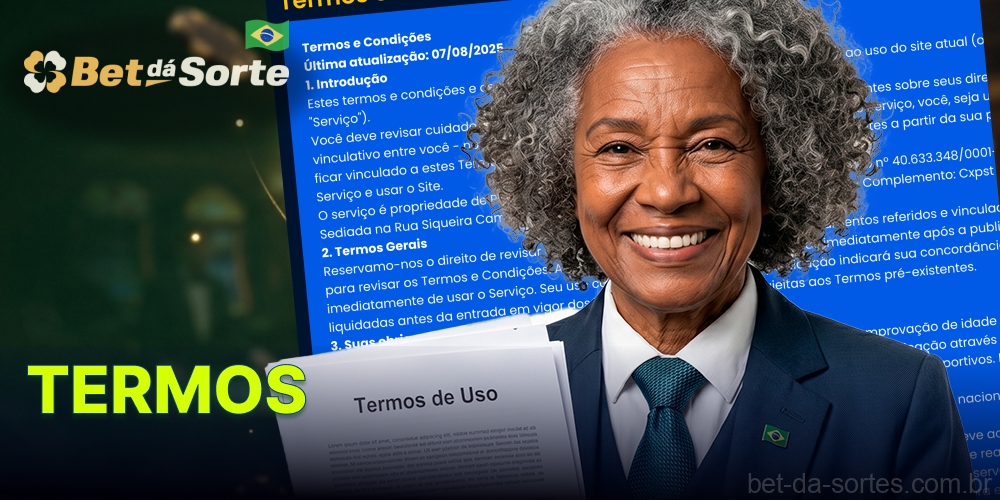 Termos e condições gerais de uso da Bet Da Sorte para apostas esportivas e cassino
